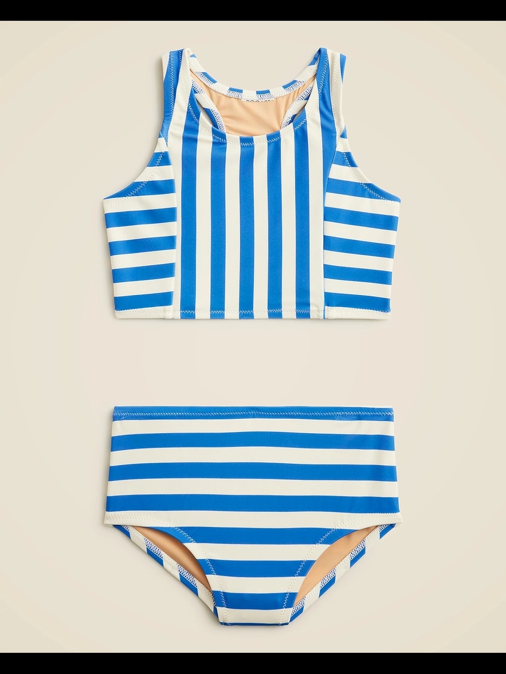 Crewcuts Girls Striped Racerback 2 Piece Swimsuit, 2, Blue/ White